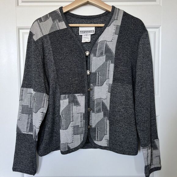 Vintage Peter Popovitch 1980’s Cardigan Sweater Gray Size Medium USA - Picture 1 of 4